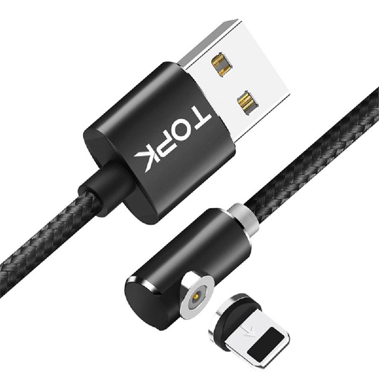 Магнитный кабель для зарядки Topk USB 1m 2.1A 360° (TK51i-VER2) Lightning Black для зарядки Iphone