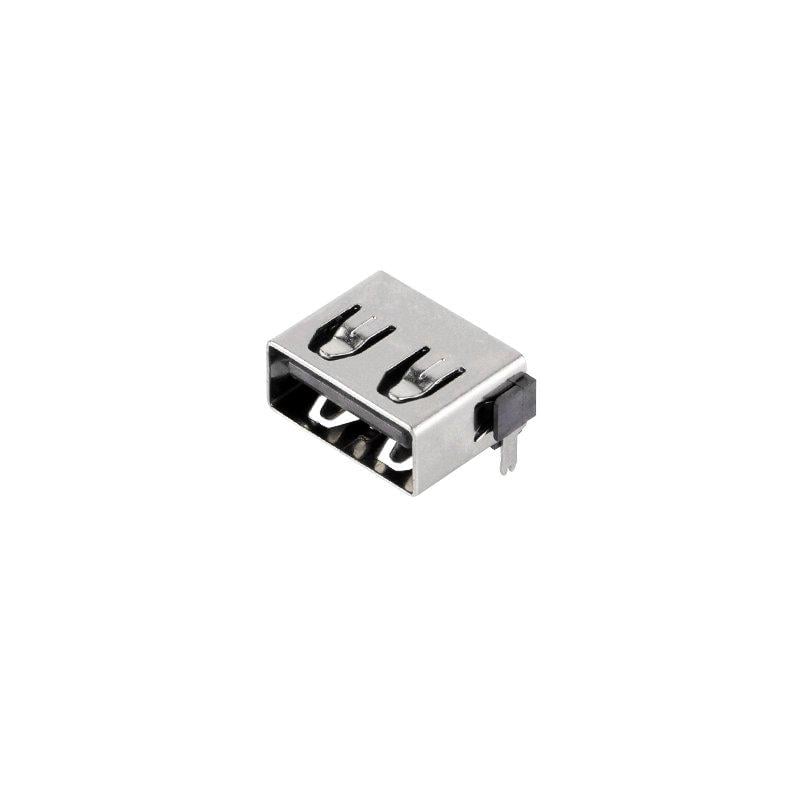 Гнездо USB-A угловое короткое SMD 6,8 мм (A150034) Гнездо USB-A угловое короткое SMD 6,8 мм (A150034)