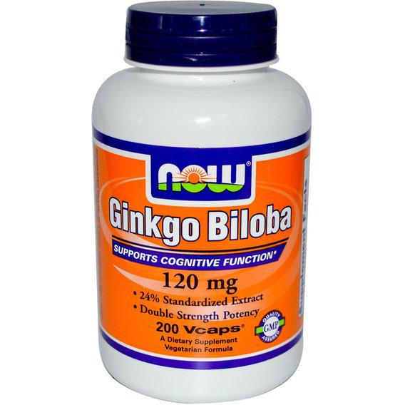 Гінко білоба NOW Foods Ginkgo Biloba Double Strength 120 мг 200 Veg Caps