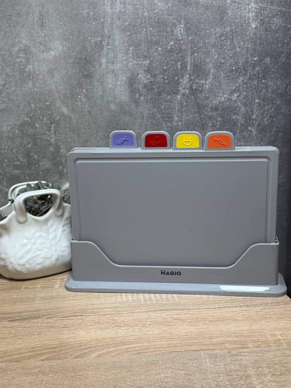 Набор разделочных досок Magio MG-1132 на подставке 5 предметов Серый (MG-1132)