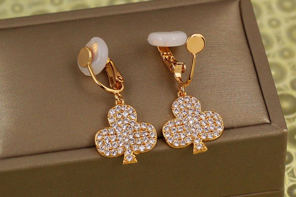 Серьги клипсы Xuping Jewelry шарики дама треф 3,3 см Золотистый (27074335)