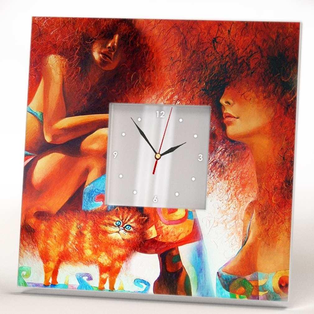 Часы настенные WonderCloud рыжая и рыжий 260x260 мм (C00009)