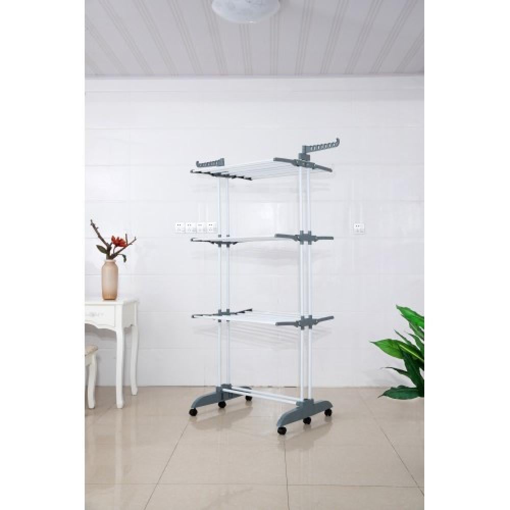 Сушилка-органайзер для белья Bonro B88 многоярусная раскладная на колесиках до 35 кг Серый (132-76-42400234) - фото 4