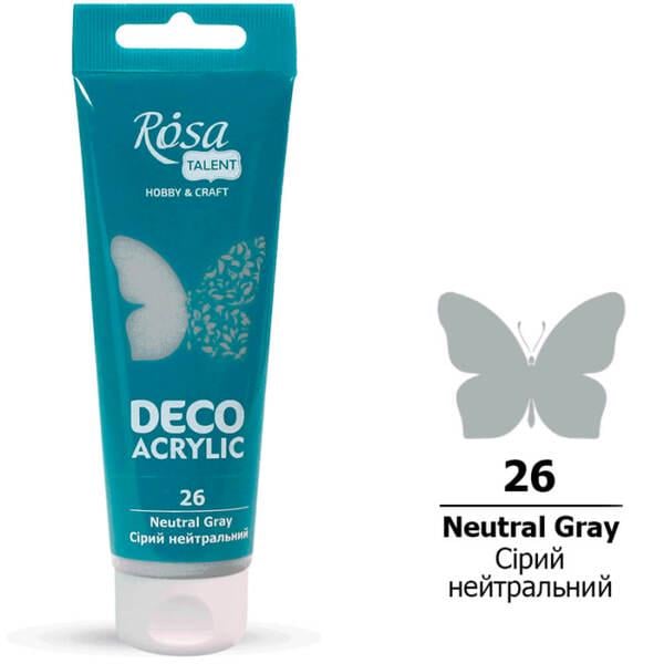 Акриловая краска для декора ROSA Talent 26 75 мл Серый нейтральный матовый (322226) - фото 1 Акриловая краска для декора ROSA Talent 26 75 мл Серый нейтральный матовый (322226) - фото 1