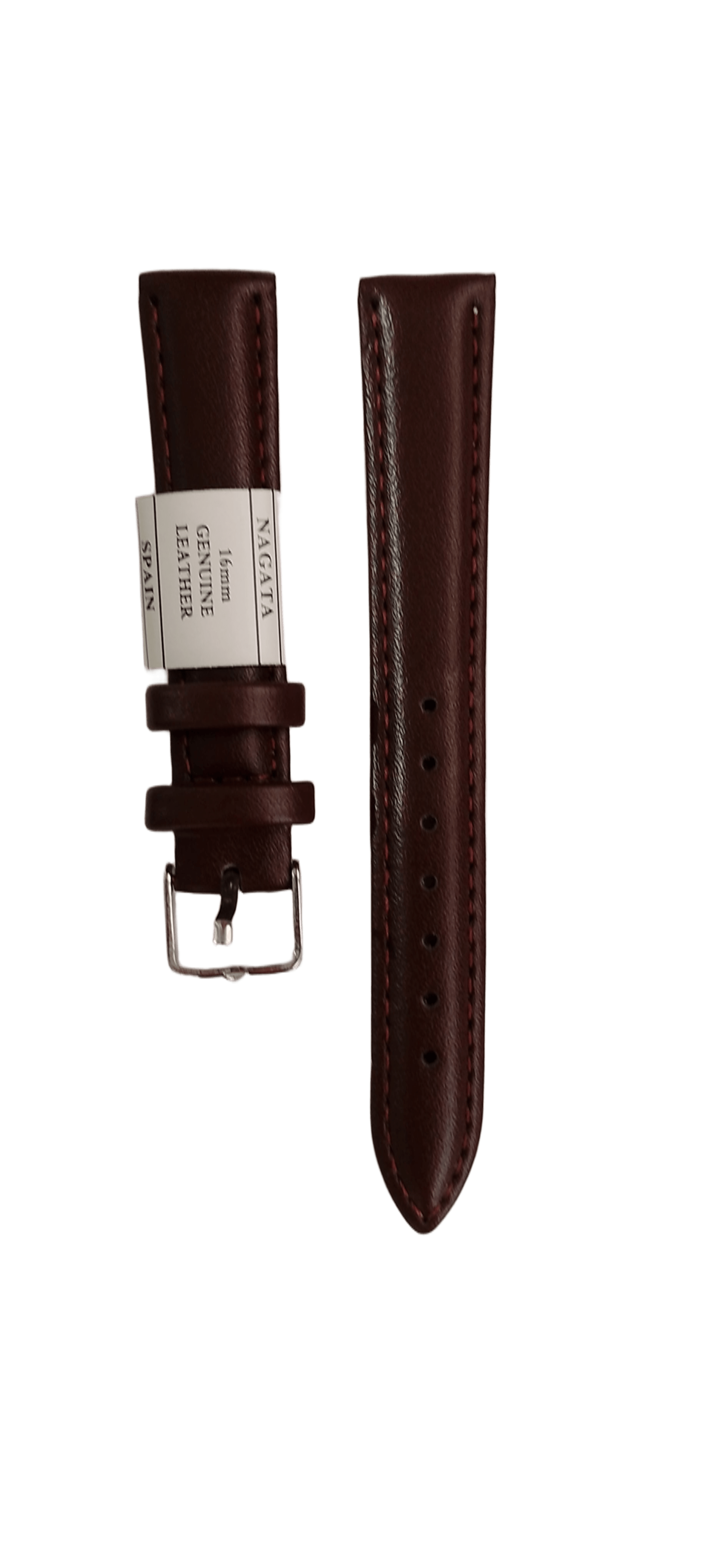 Ремешок для часов кожаный гладкий 16х170 мм Коричневый (4052)