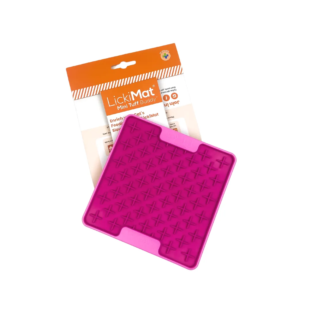 Килимок каучуковий для ласощів для кішок LickiMat Mini Tuff Buddy 15х15 см Рожевий - фото 2