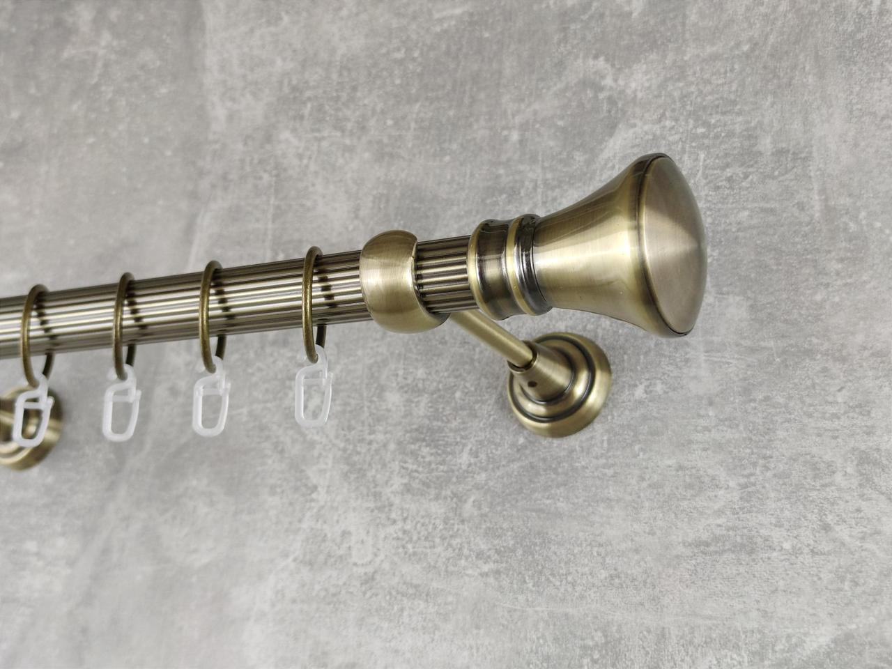 Карниз MStyle металлический для штор однорядный Люксор 25 мм рифленый 300 см Антик (5012383)