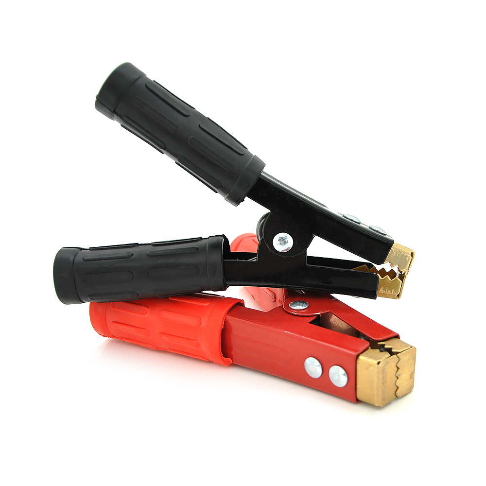 Набір затисків крокодили 500A/1000А гумовий кожух з мідним покриттям 155 мм Чорний/Червоний (YUT_V9518)