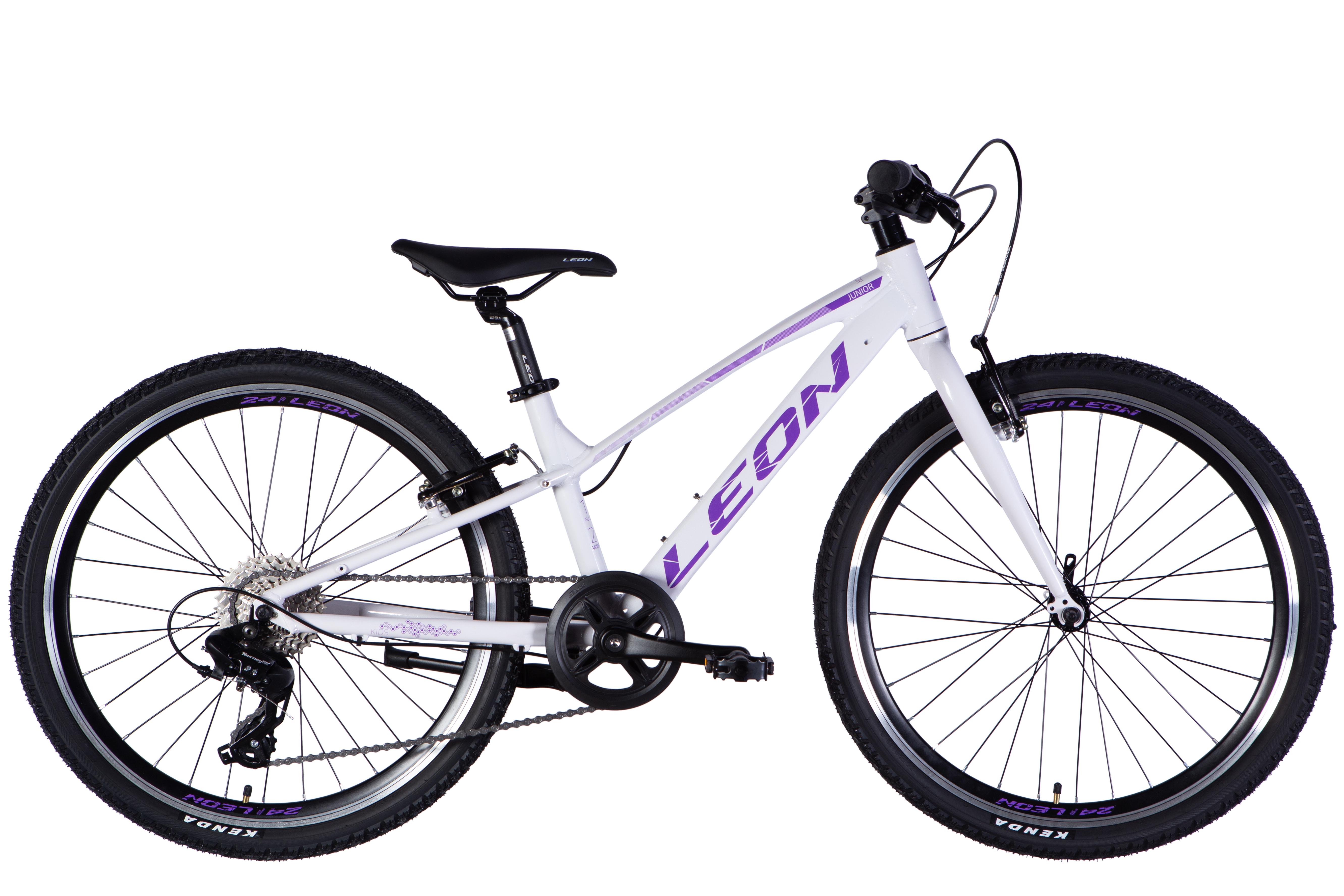 Велосипед Leon 2025 JUNIOR Vbr CS AL 24" рама 12" Белый с сиреневым (OPS-LN-24-105) - фото 1