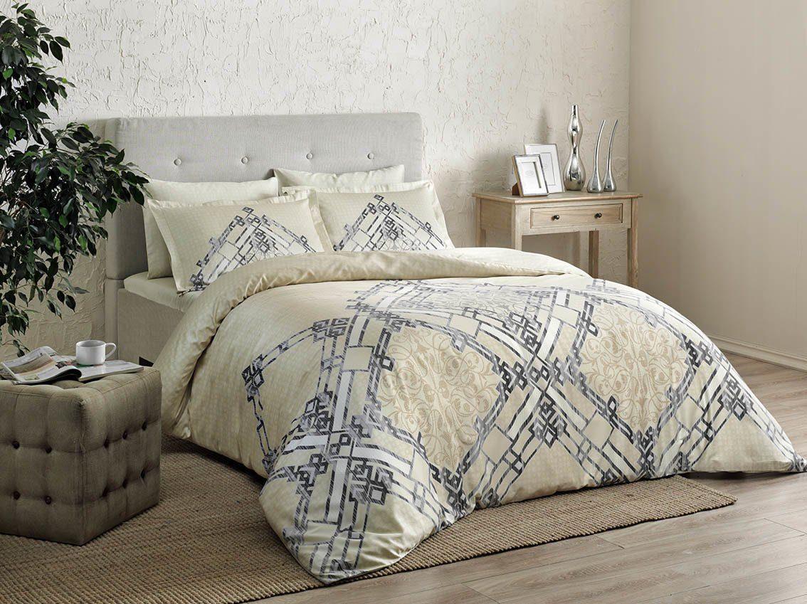 Постельное белье Tac Delux Neira bej v01 евро Бежевый (svt 2000022267618)