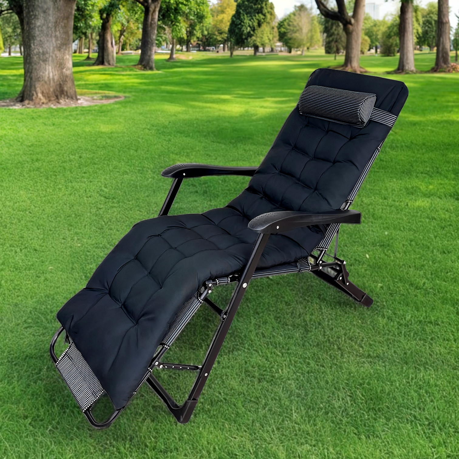 Кровать раскладная с подушкой LEOBRO Striped 175х66х77 см нагрузкой до 150 кг с регулировкой спинки хлопковая (leo-140600)