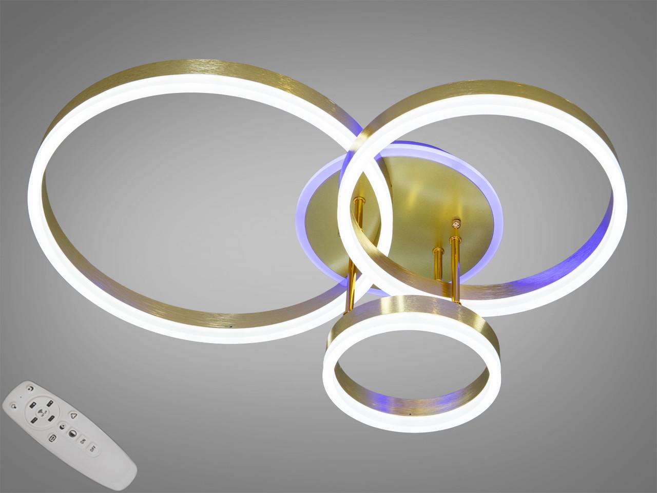 Люстра потолочная EcoLed светодиодная с диммером 90W 8174/3G LED 3color dimmer Золотой