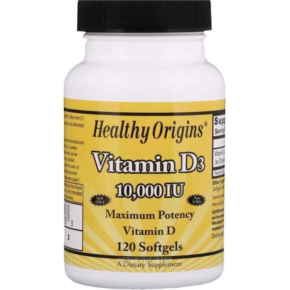 Витамин D3 Vitamin D3 10000 IU Healthy Origins 120 капсул (HO15353)