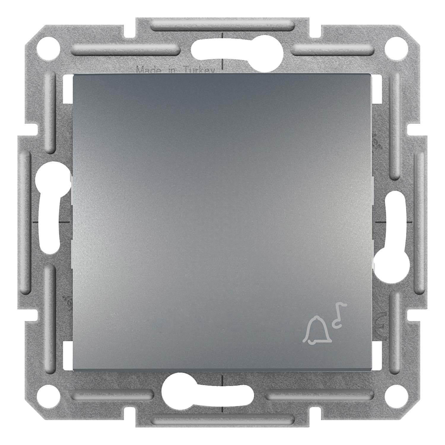 Выключатель кнопочный Schneider Electric Asfora с символом Колокольчик Сталь (EPH0800162) Выключатель кнопочный Schneider Electric Asfora с символом Колокольчик Сталь (EPH0800162)