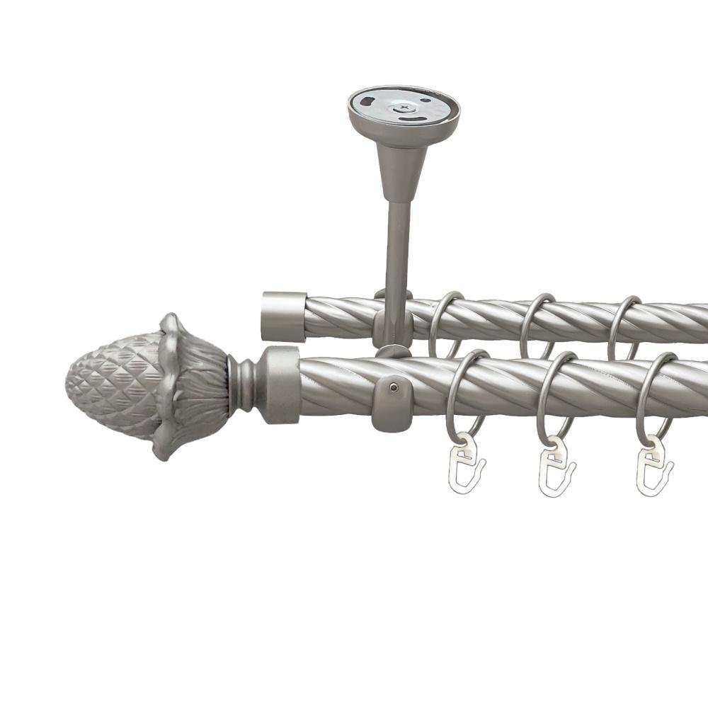 Карниз металлический Orvit Цинара двухрядный открытый к потолку/скрученная труба/кольцо металлическое Сатин 25/19 мм 300 см (00-00024281)