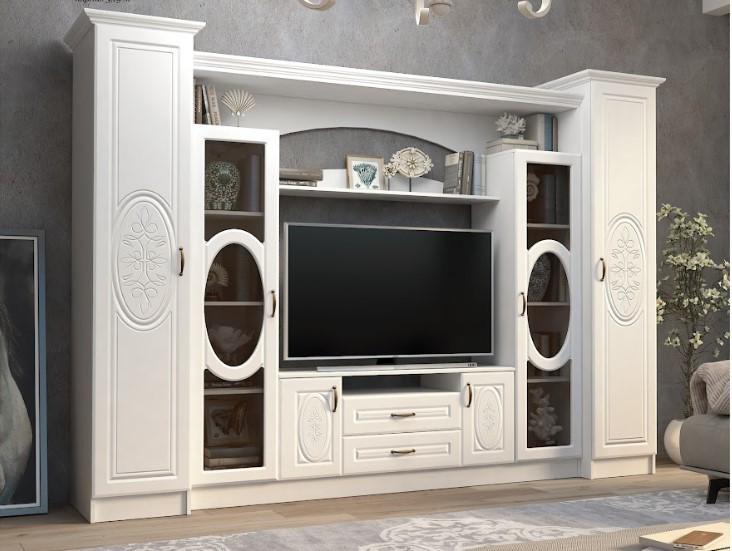 Стенка для ТВ в гостиную Мастер Форм Василиса 2790x540x2000/2160 мм Белый