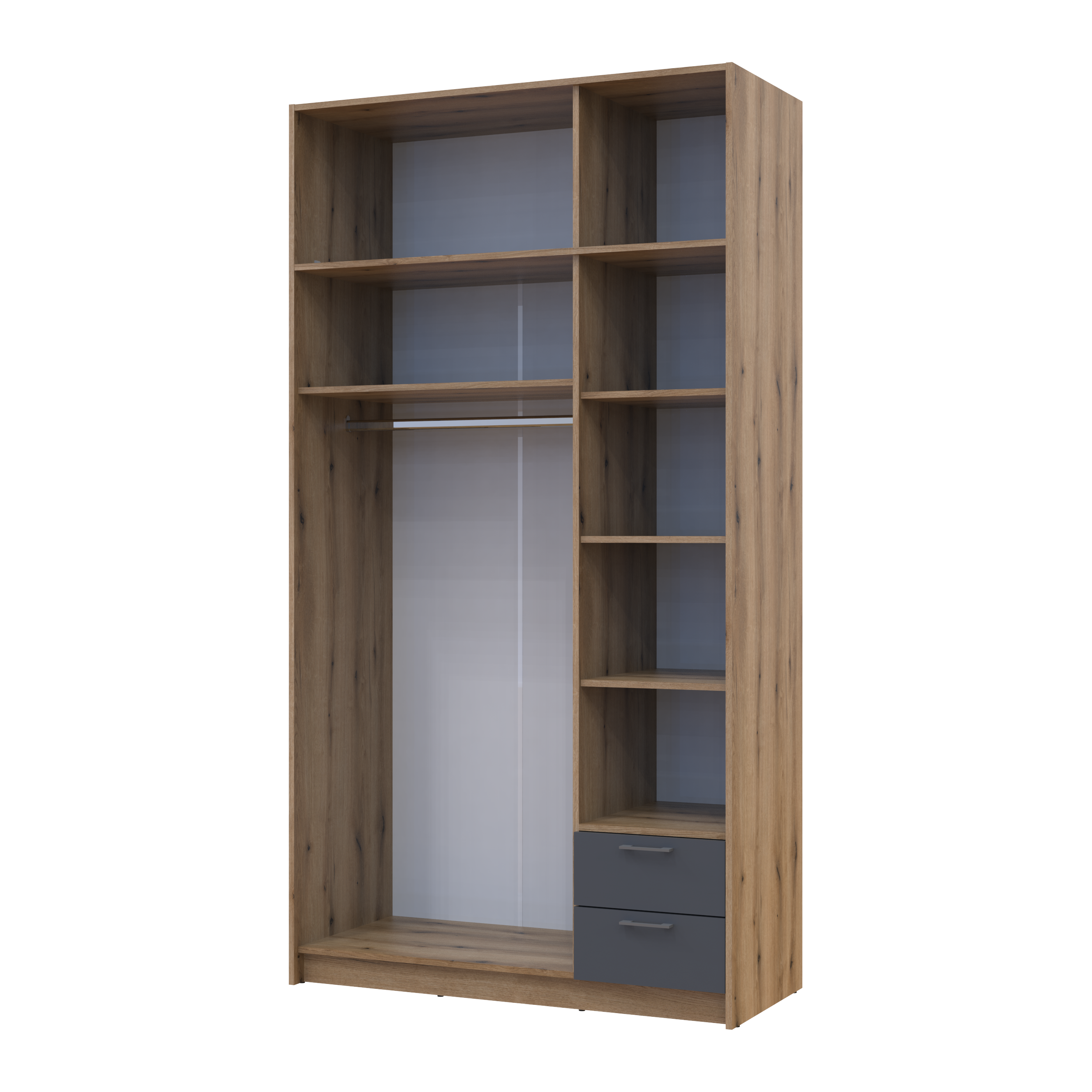 Шафа для одягу Ронді з антресолею 3 ДСП 121х52х236 см Дуб Артізан/Графітовий (80737818) - фото 6 Шафа для одягу Ронді з антресолею 3 ДСП 121х52х236 см Дуб Артізан/Графітовий (80737818) - фото 6