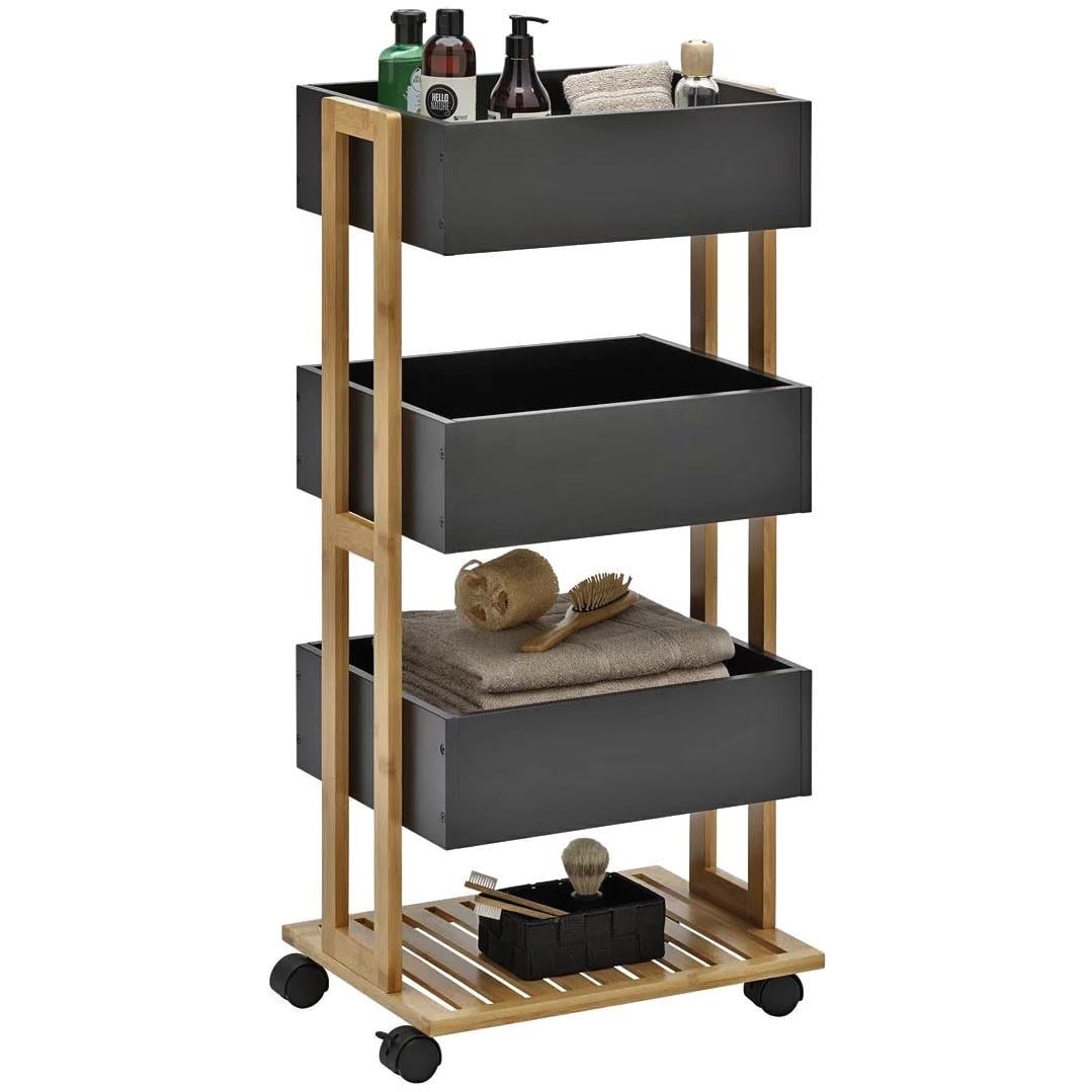 Этажерка для ванной из дерева на колесиках Монтисел Сиена/Венге (АБТ-00670512)