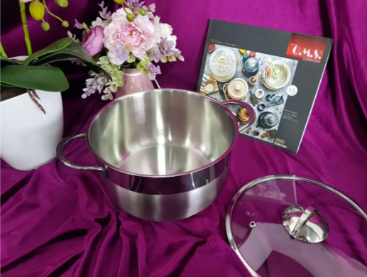 Каструля зі cкляною кришкою OMS з нержавіючої сталі для газу і індукціі 5,7 л (2050-5.7) - фото 9 Каструля зі cкляною кришкою OMS з нержавіючої сталі для газу і індукціі 5,7 л (2050-5.7) - фото 9