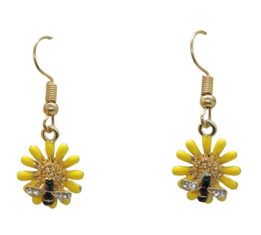 Серьги женские Betsey Johnson в виде пчелка на желтом цветке