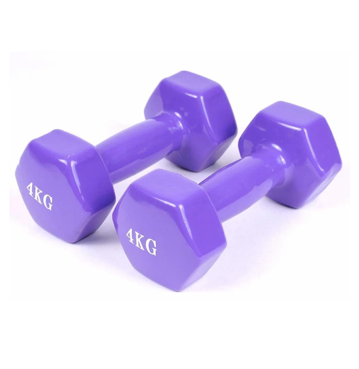 Набор гантелей Feel Fit с виниловым покрытием 2 шт. по 4 кг Фиолетовый Набор гантелей Feel Fit с виниловым покрытием 2 шт. по 4 кг Фиолетовый