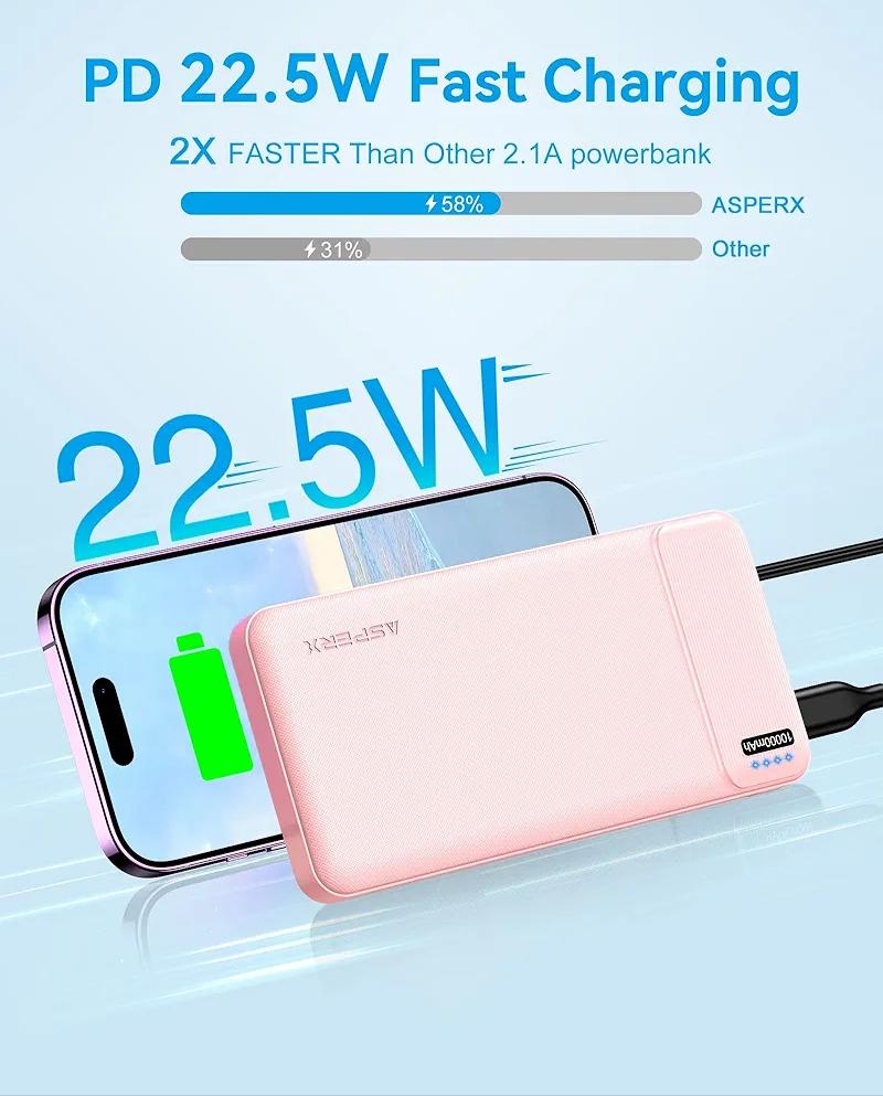 Повербанк AsperX Power Bank 22,5 Вт 10000 мАч USB C (1237798) - фото 4