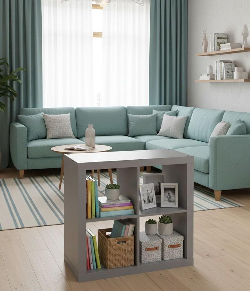 Стеллаж в гостинную Inteo Микс 2х2 792х792х290 мм Серый платиновый