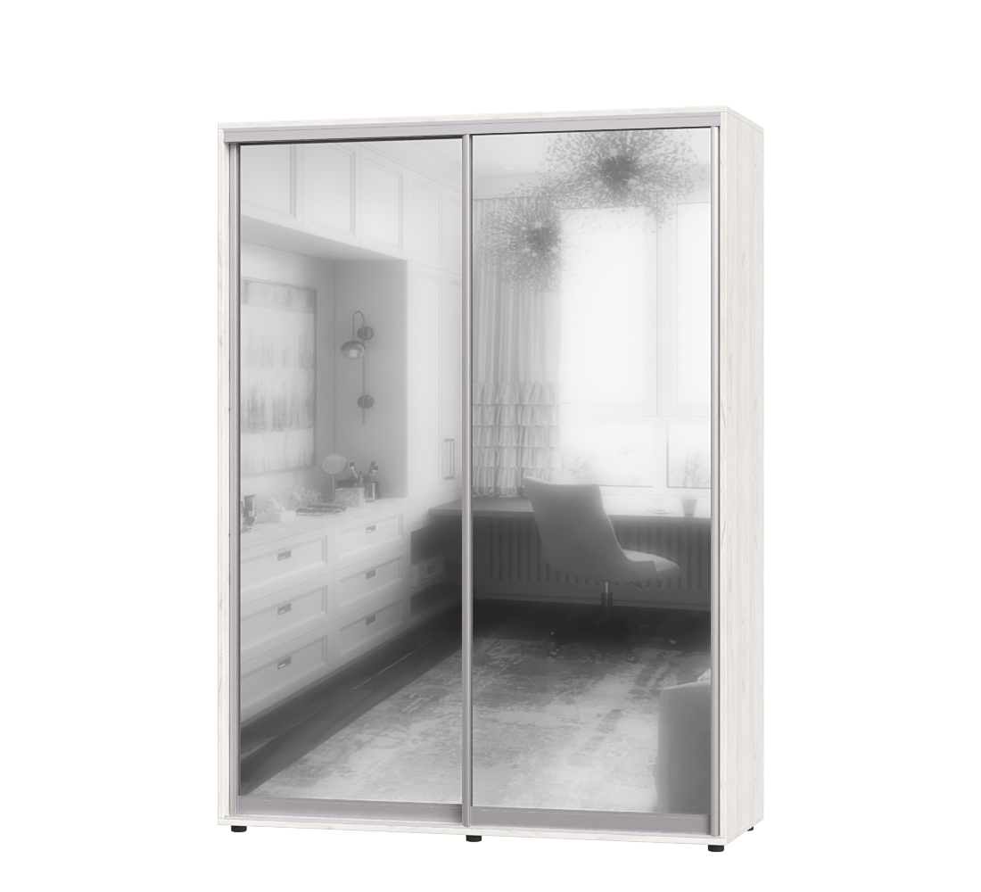 Шкаф-купе двухдверный Эверест ШК-02 160х60х220 см Дуб Крафт Белый (07001)