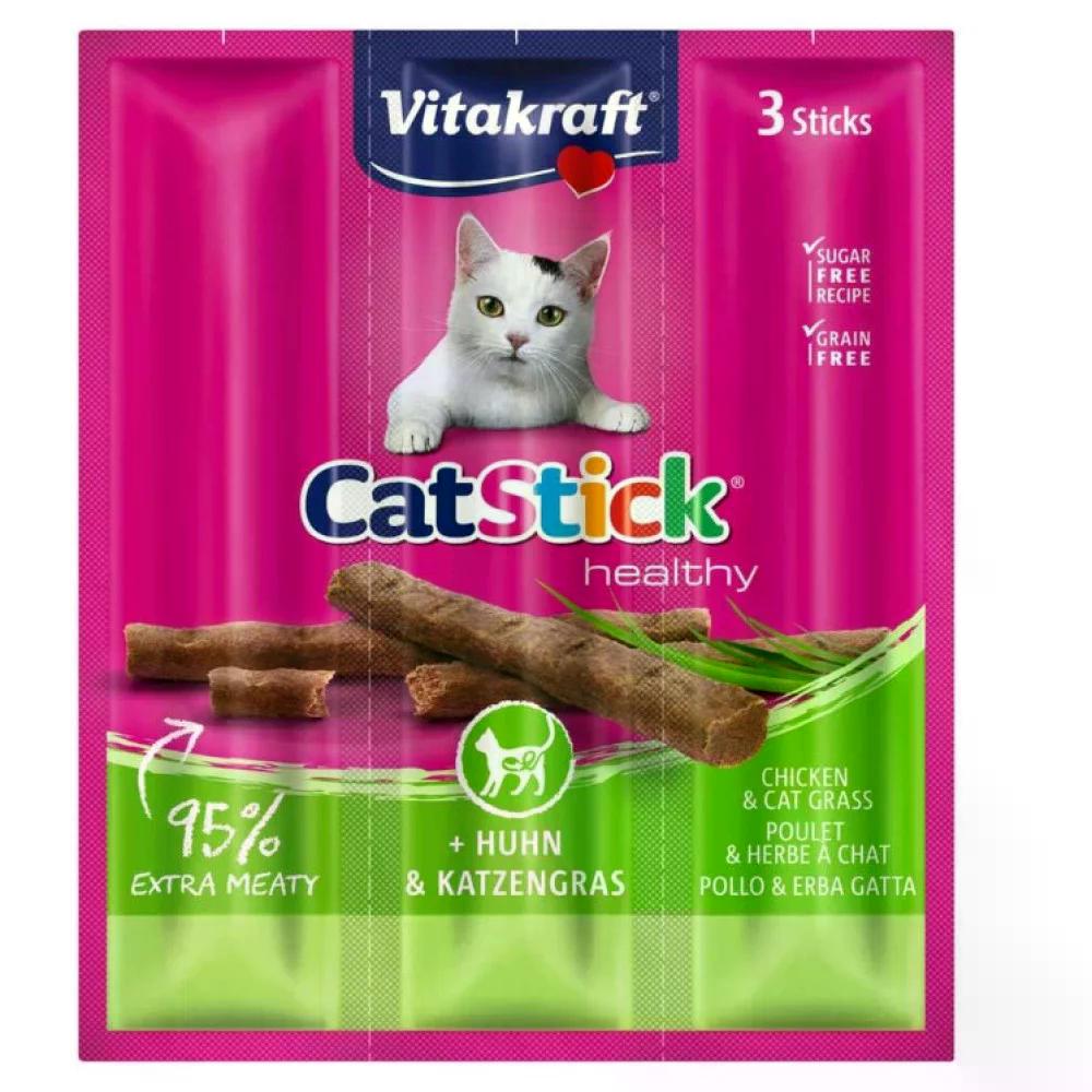 Лакомство для кошек Vitakraft Cat Stick Chicken&Cat grass с курицей и кошачьей травой палочки 18 г 3х6 г