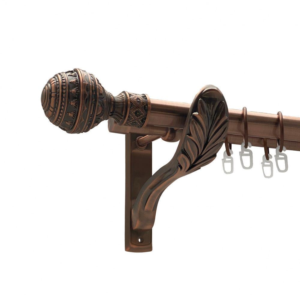 Карниз металлический Orvit Арабеска двухрядная ретро/гладкая труба/кольцо металлическое Медь 25/19 мм 160 см (00-00009859)