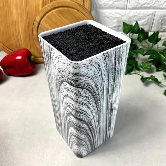 Подставка для ножей белый мрамор Квадрат Н 22 см Empire 2438