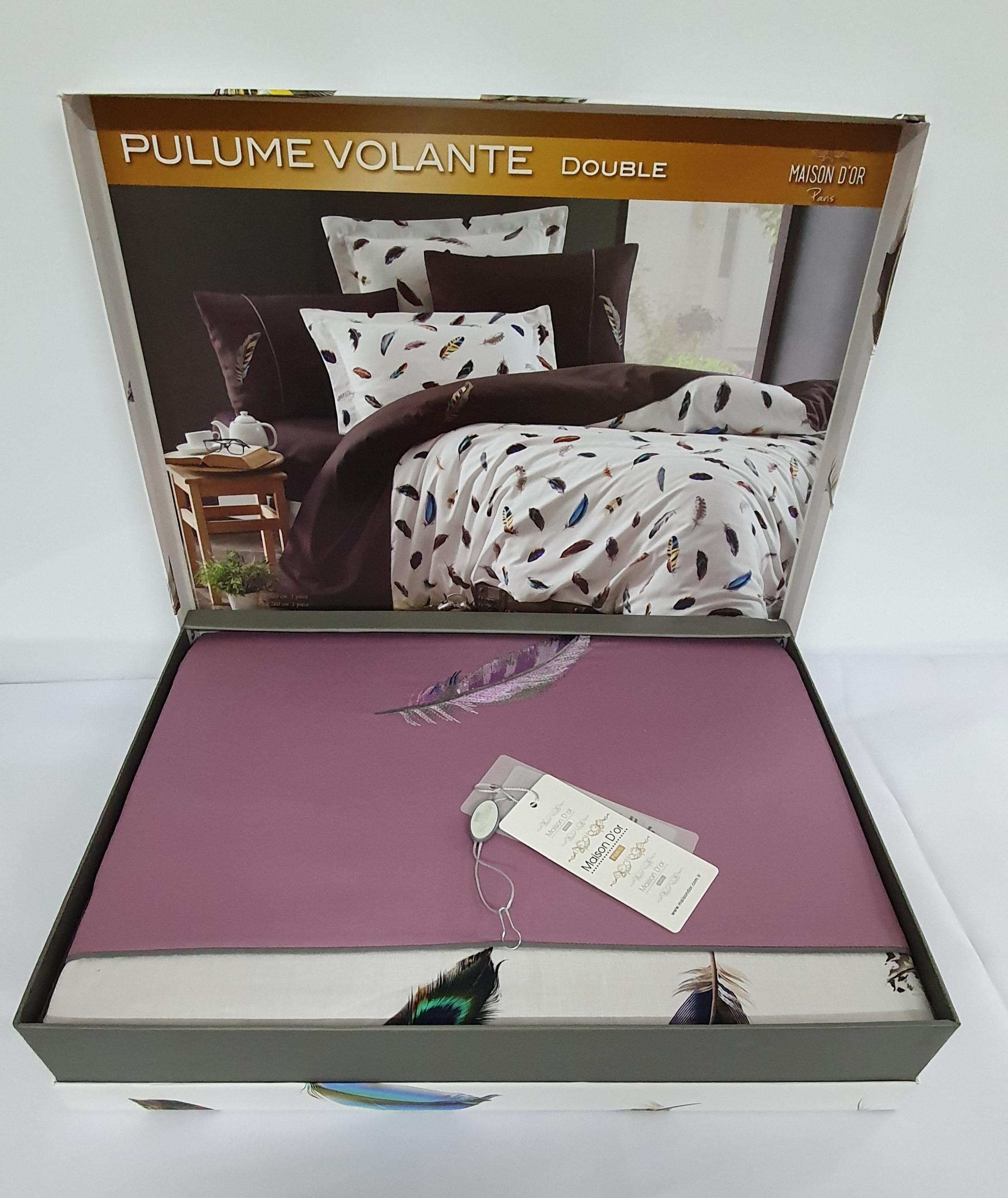Комплект постельного белья Maison D'or с вышивкой 200х220 Pulume Volante Dark Lilac (02MD200220SPulume07)