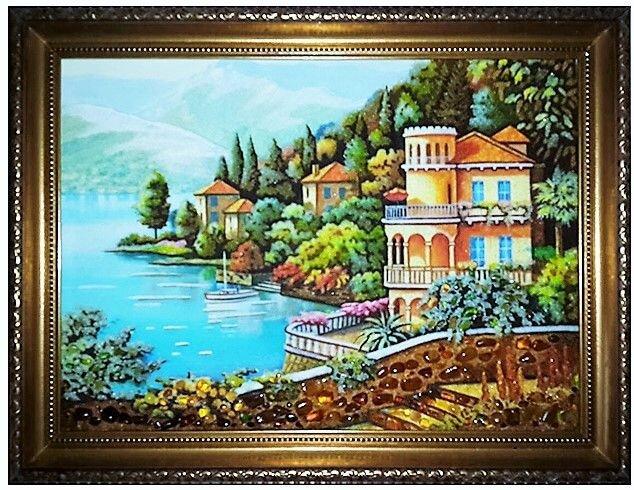 Картина Южный берег из янтаря 20х30 см (К0139-20х30)