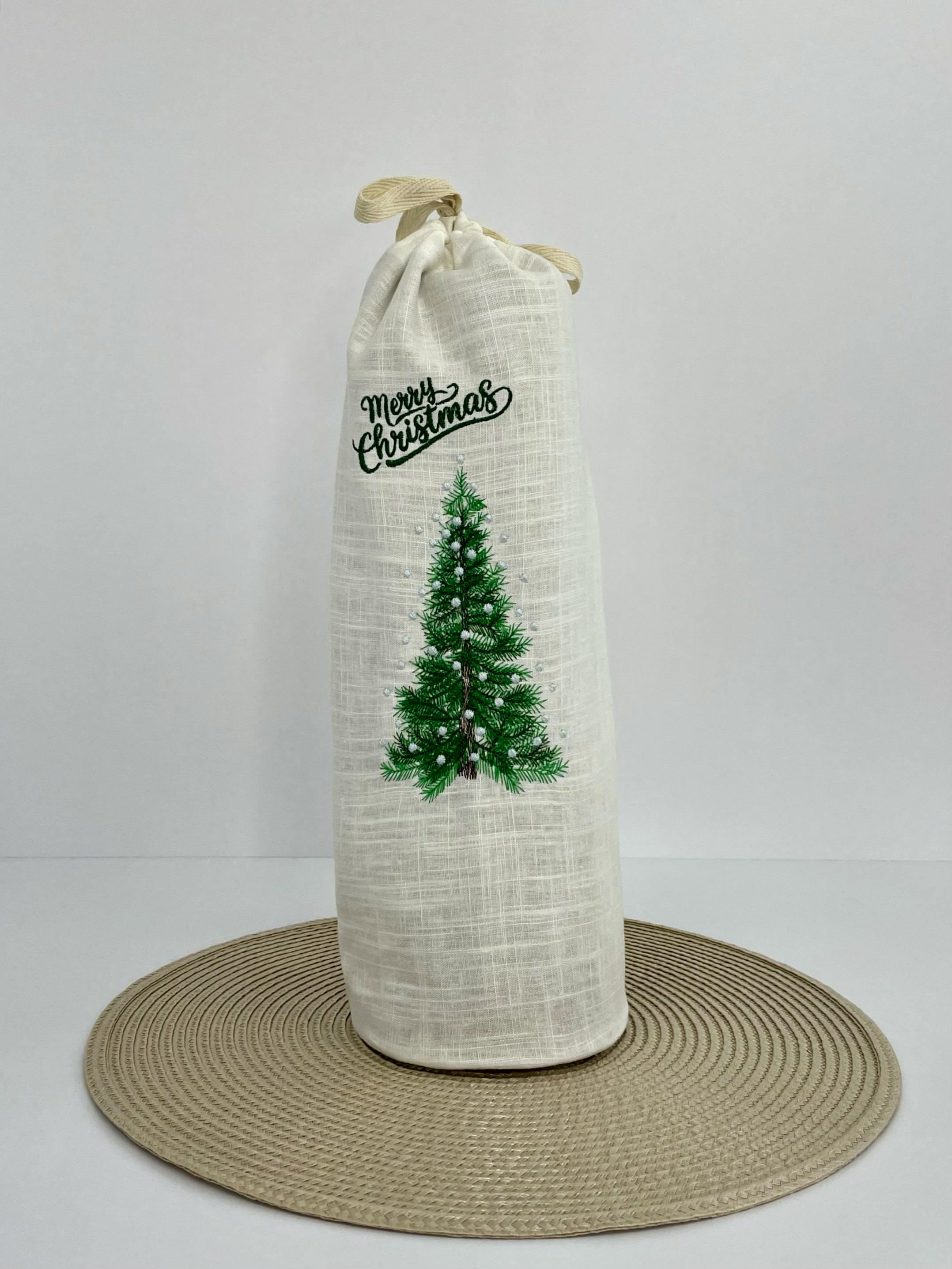 Мешочек для шампанского с вышивкой Новогодняя елка (30075720)