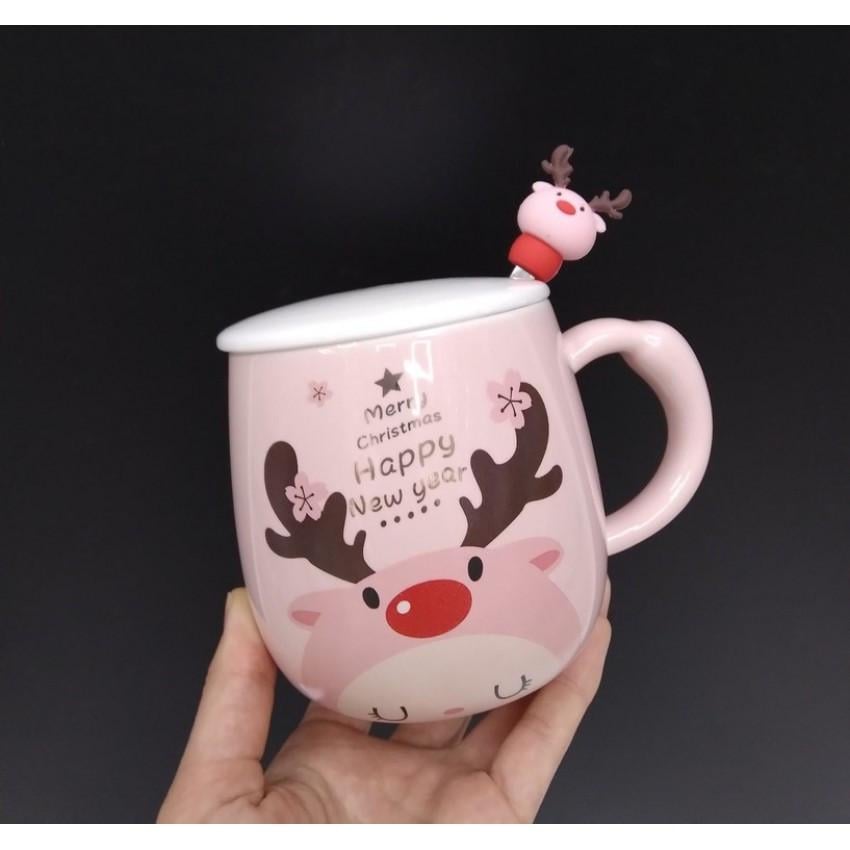 Кухоль новорічний Олень з кришкою та ложкою 360 мл Рожевий (O8030-220) - фото 4 Кухоль новорічний Олень з кришкою та ложкою 360 мл Рожевий (O8030-220) - фото 4