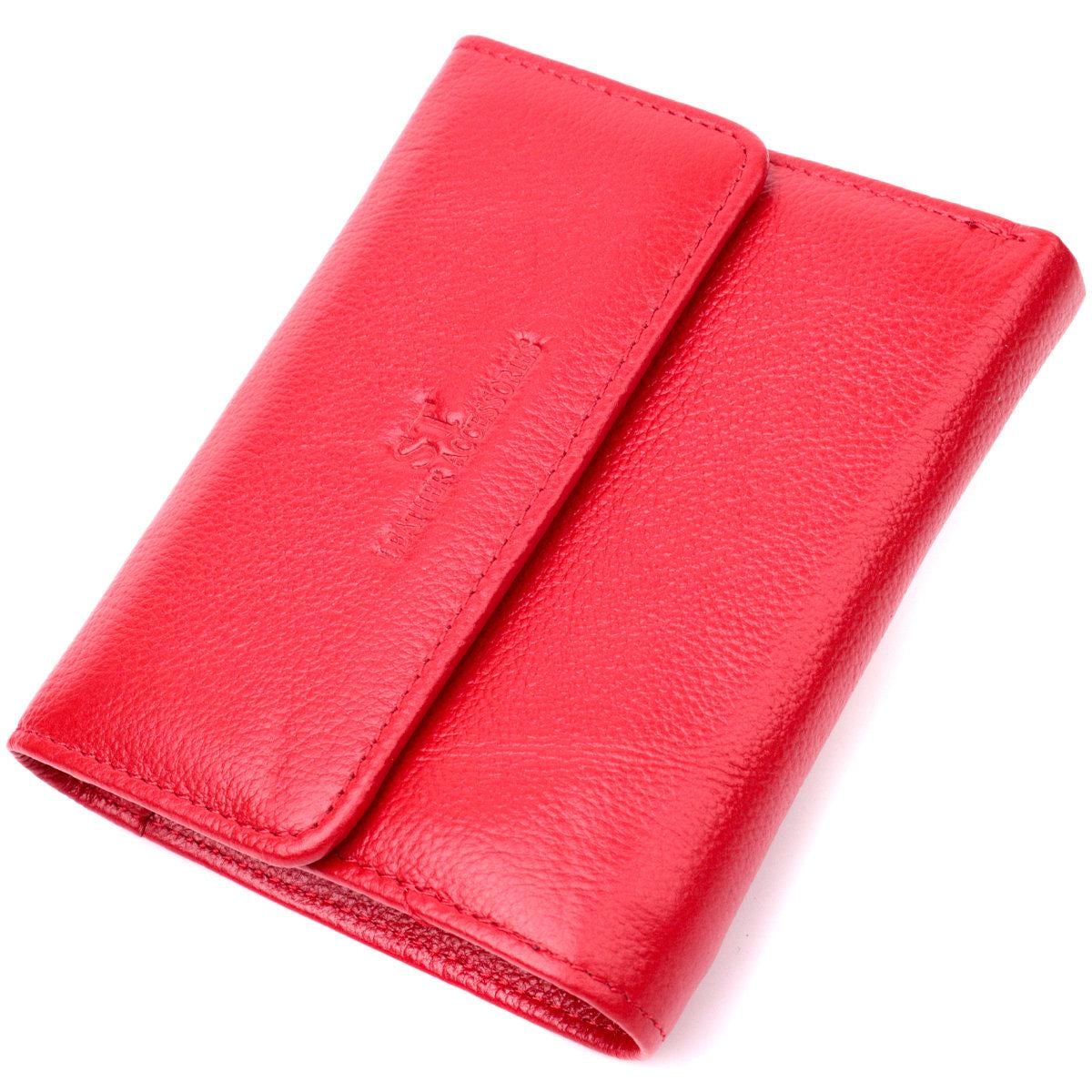Кошелек женский ST Leather 19493 с карманом для монет на молнии из натуральной кожи Красный (168-136-19493)