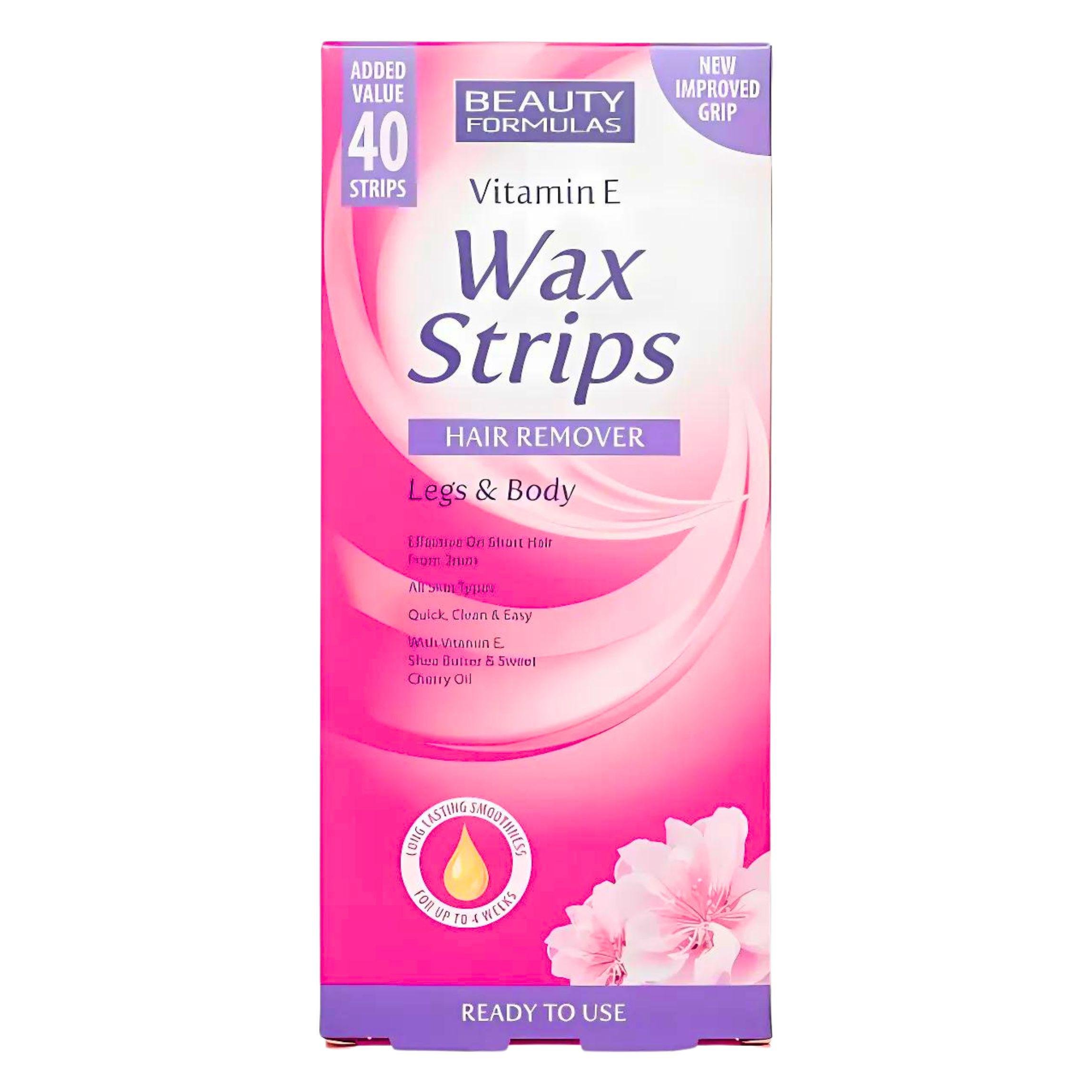 Смужки для депіляції тіла WAX STRIPS з вітаміном Е 40 шт.