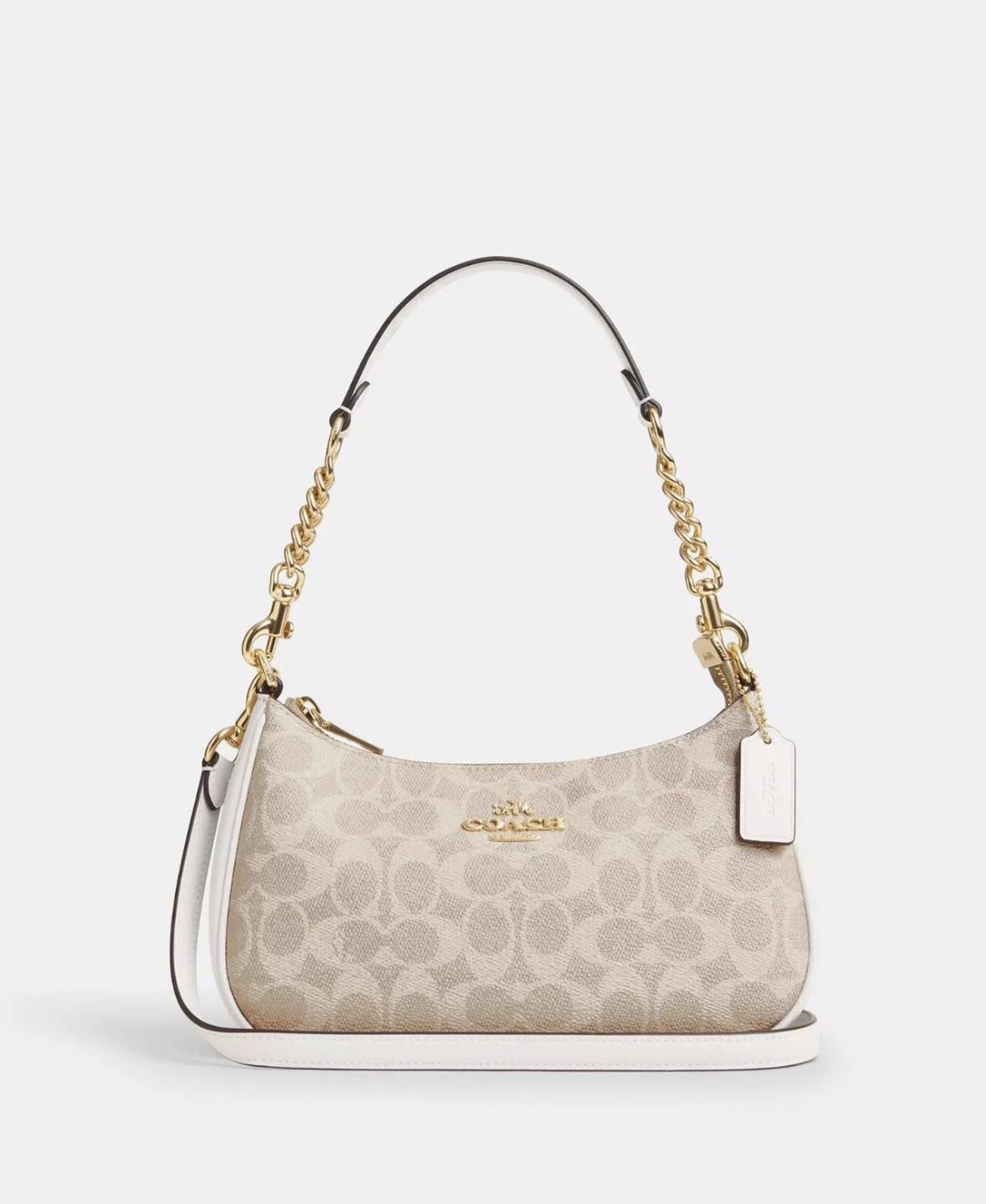Женская сумка Coach Teri Shoulder Bag In Signature Canvas CV933 Бежевая (27292263)
