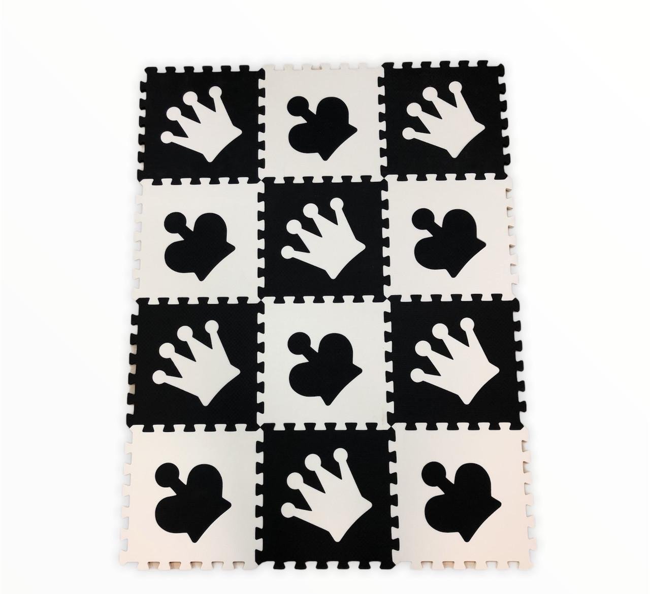 Коврик-пазл Termoizol Шах и мат EVA толщина 10 мм 100 кг/м3 1,08 м2 30х30 см 12 шт. Черно-бежевый