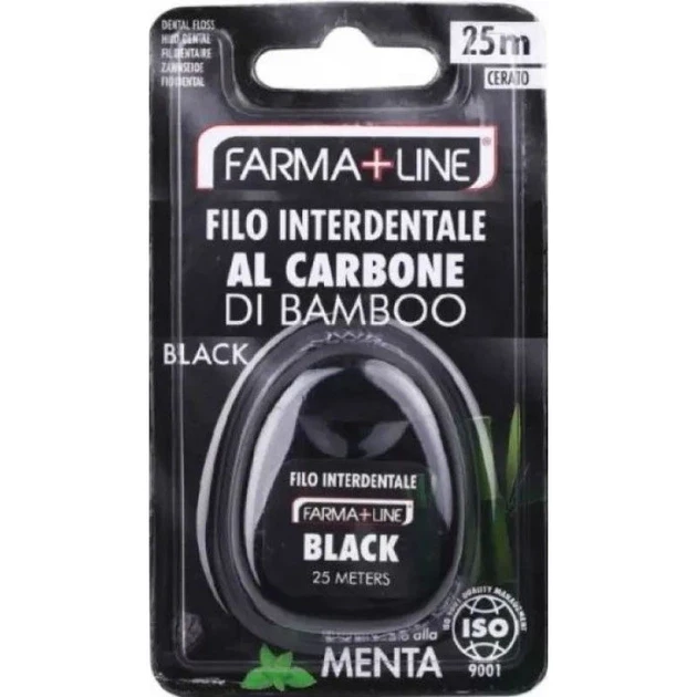 Зубная нить Farma Line с бамбуковым углем 25 м Зубная нить Farma Line с бамбуковым углем 25 м