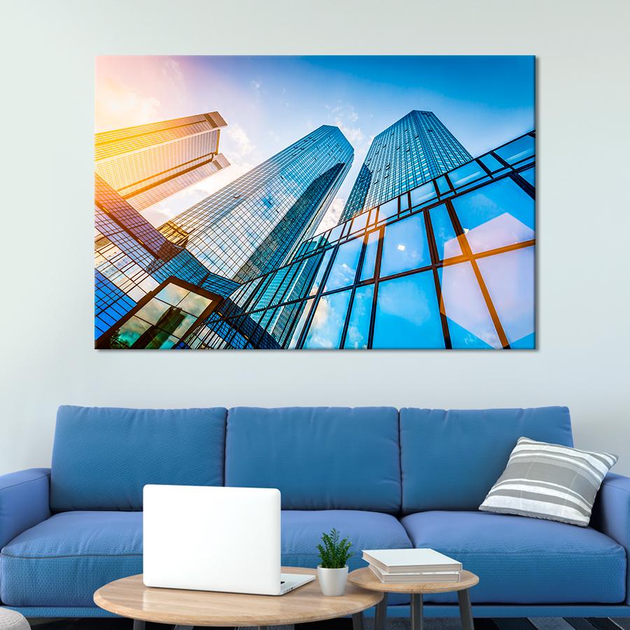 Картина на холсте Стеклянные небоскребы 80x54 см (V236-1_L)
