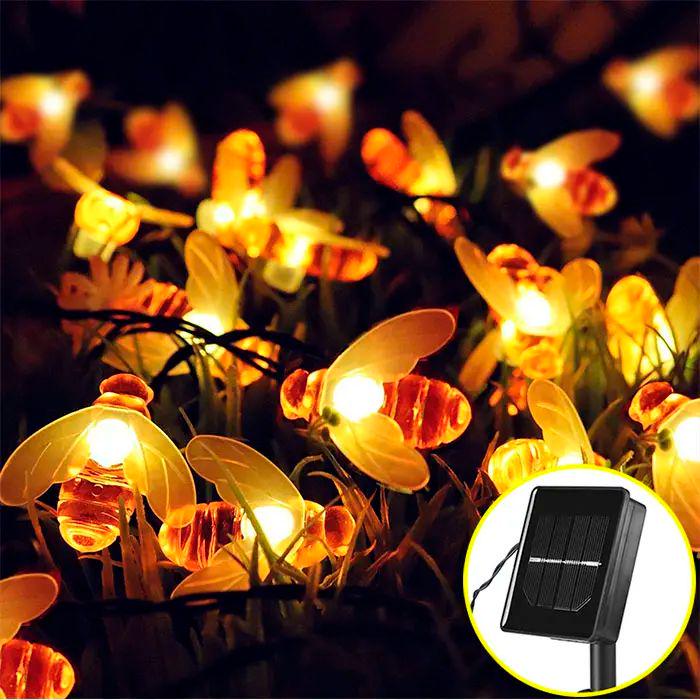 Солнечная гирлянда Пчелки 30 ламп 4,5 м 2 режима NI-MH AA 600 mAh 2V до 8 часов с тепло-белым свечением (opt-102772) - фото 1