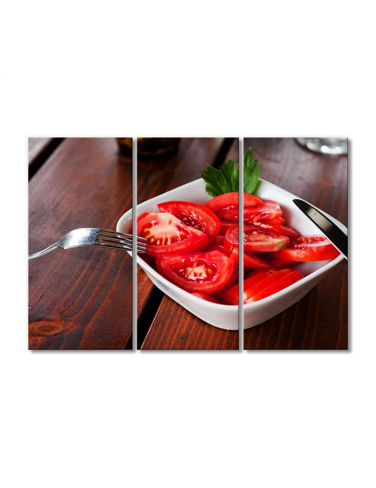 Картина модульная Салат из помидоров 3 модуля 70x105 см