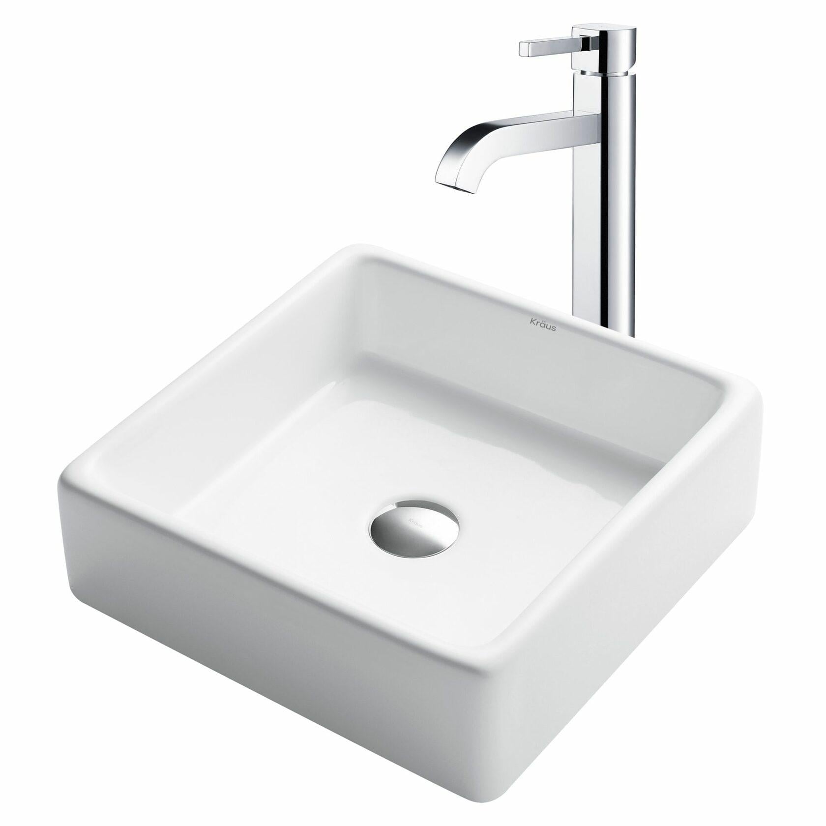 Комплект из раковины и смесителя KRAUS C-KCV-120-1007CH Белый/Хром (95189)
