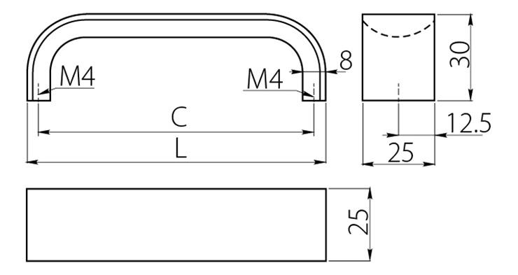 Меблева ручка GTV UA-347 скоба 256 мм Алюміній (UA-00-347256) - фото 2