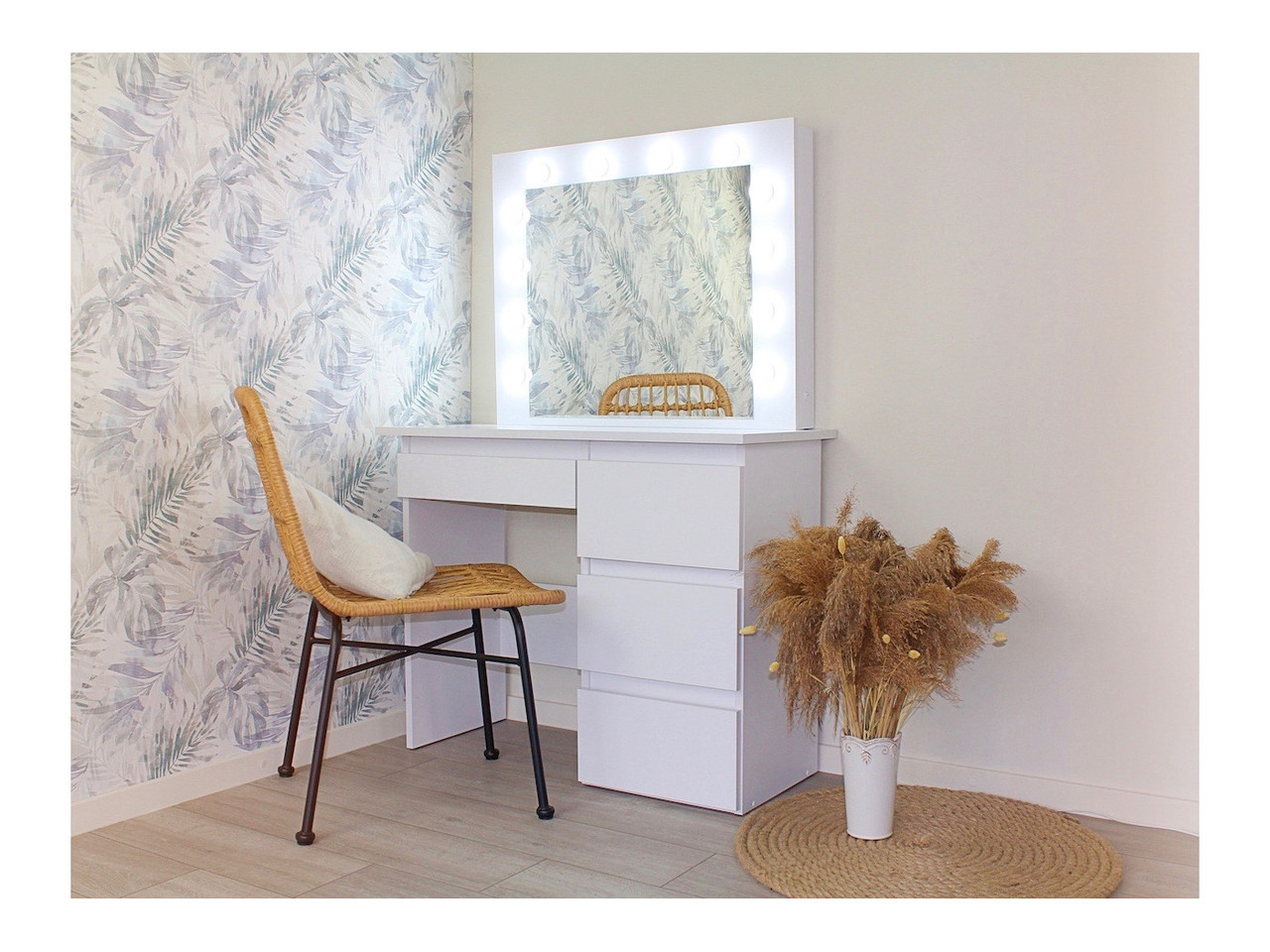 Туалетний столик Homart 12 LED із дзеркалом і підсвічуванням Білий (9281) - фото 3 Туалетний столик Homart 12 LED із дзеркалом і підсвічуванням Білий (9281) - фото 3