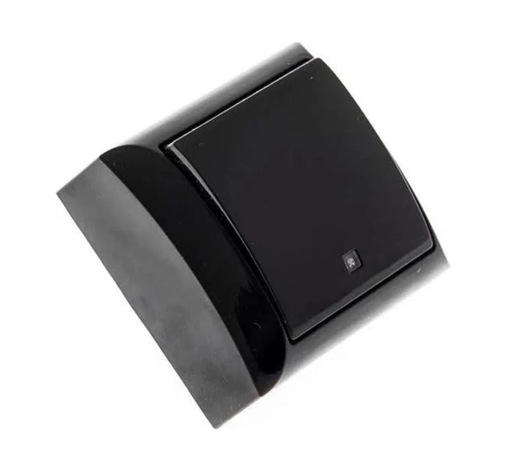 Выключатель накладной LXL TERRA 2202 1 клавиша с подсветкой Black