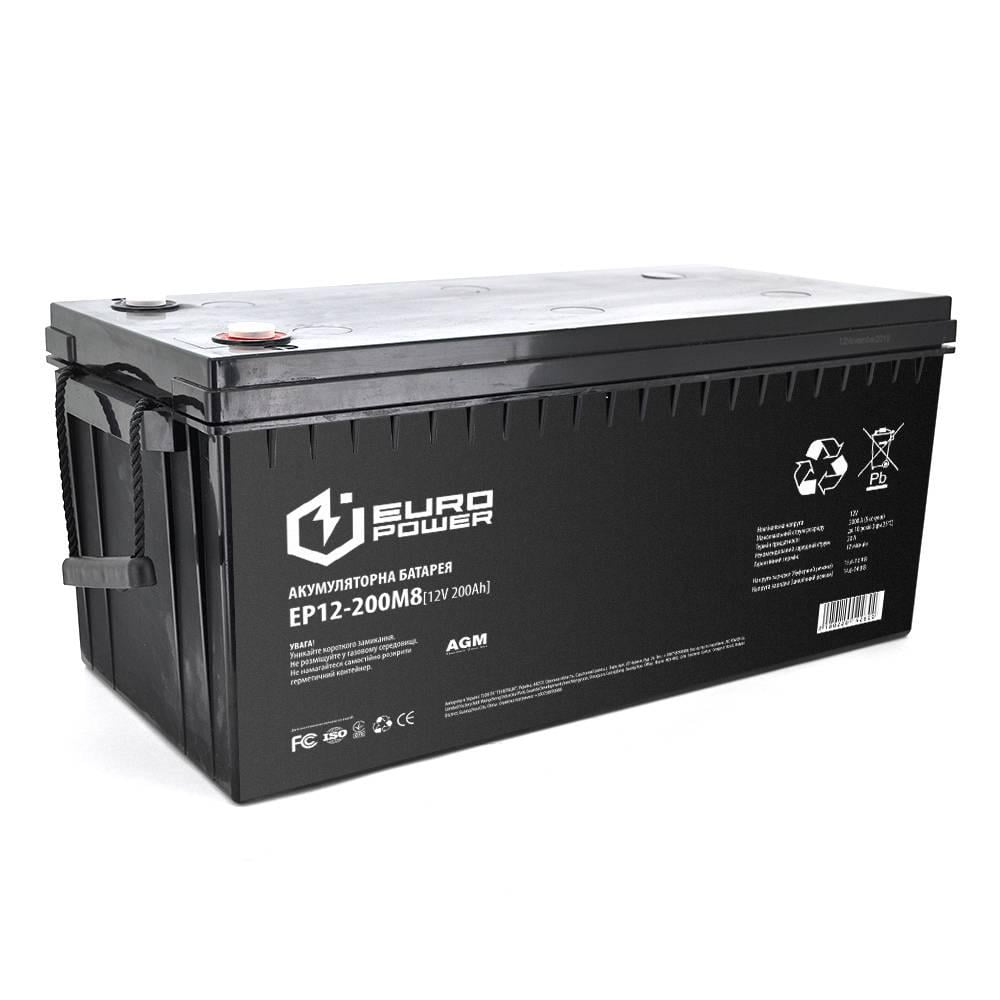 Акумуляторна батарея EUROPOWER AGM EP12-200M8 12V 200Ah 522 x 240 x 219 Black Q1/18