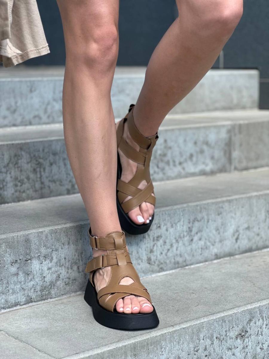 Босоножки женские кожаные р. 37 Коричневый (5602/37)