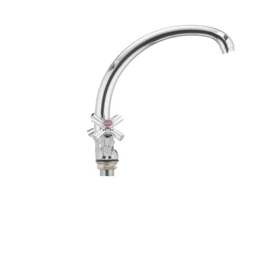 Смеситель для кухни Cron POLO-273 с высоким изливом двухвентильный цинковый сплав Хром (b-CR0212) - фото 3